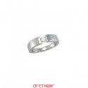 Bague solitaire or gris plat 